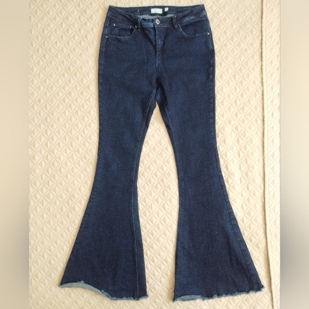 A Loves A Jeans Women 29 Dark Wash Flare Stretch High Rise Retro Y2K Boho Style